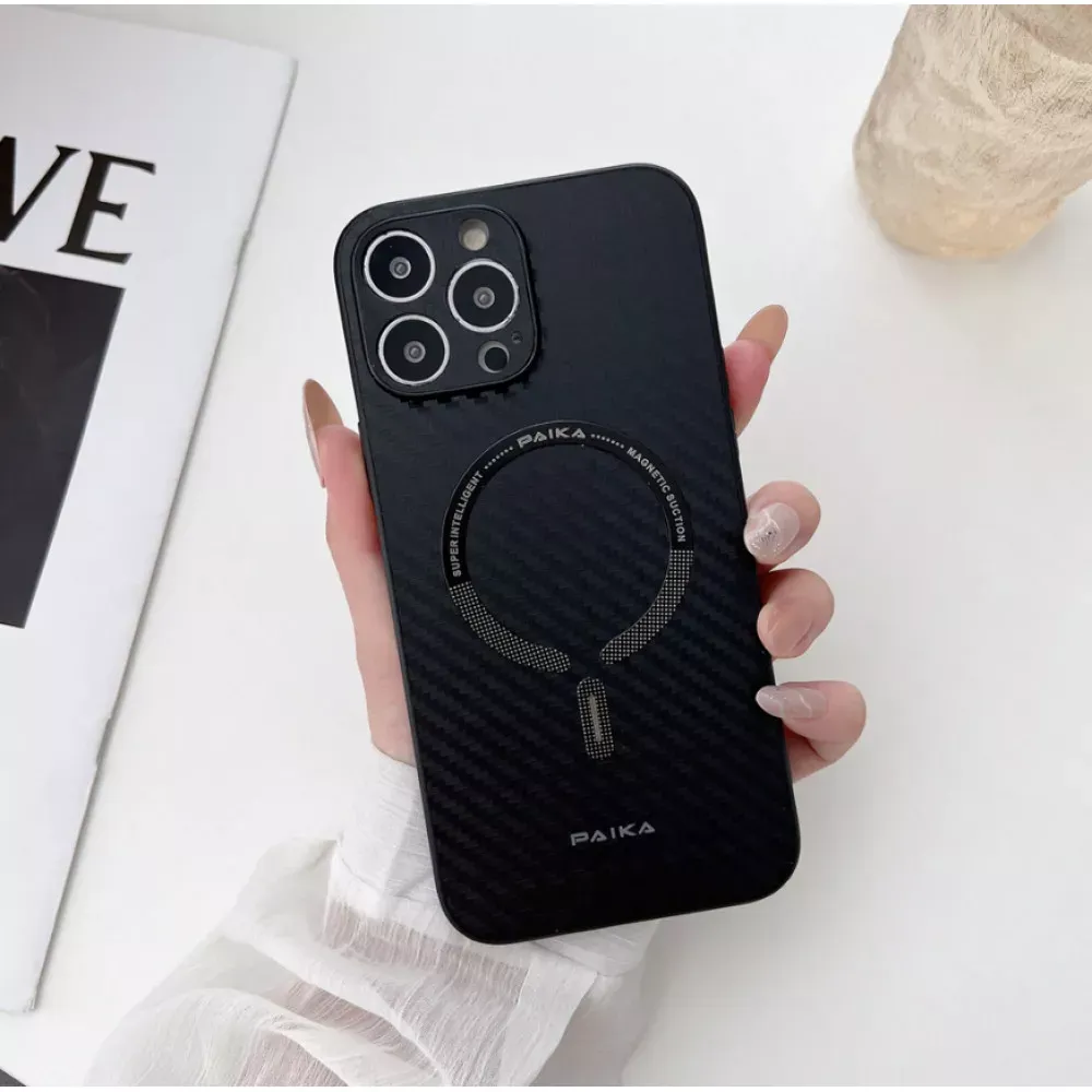 Carbon case with magsafe iPhone 14 Pro — Black - фото 4