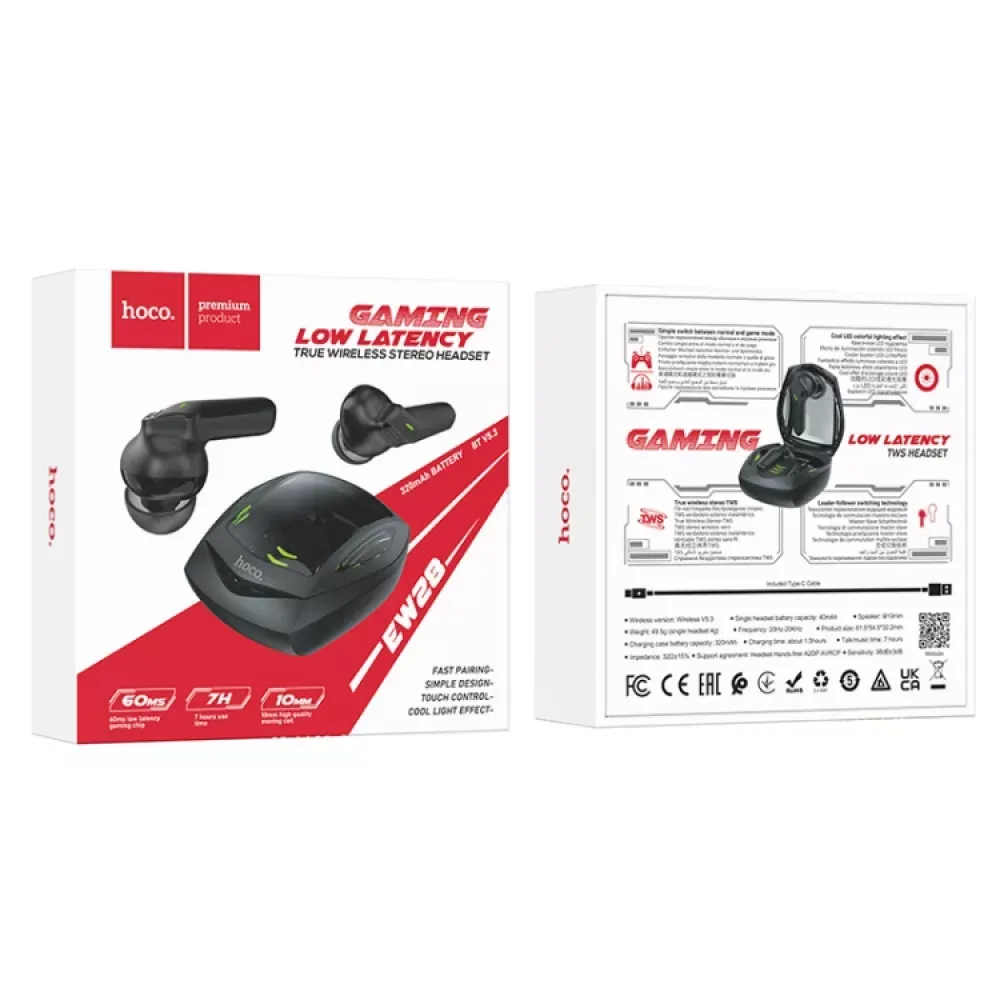 Bluetooth гарнітура TWS Hoco EW28 Magic — Black — фото 3