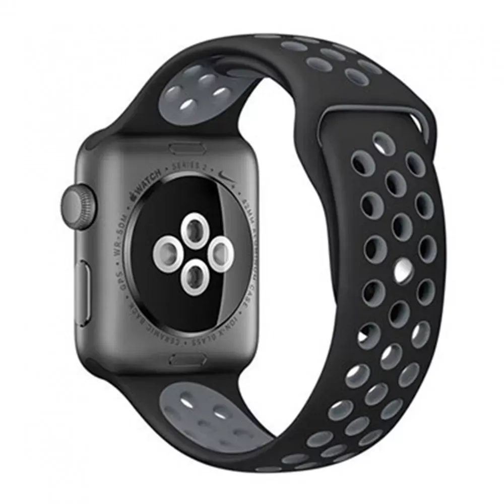 Ремінець Sport Nike Apple Watch 38 mm 40 mm 41 mm — Black & Gray — Различные Apple Watch Series 7 41 mm, Apple Watch Series 3 38 mm, Apple Watch Series 4 40 mm