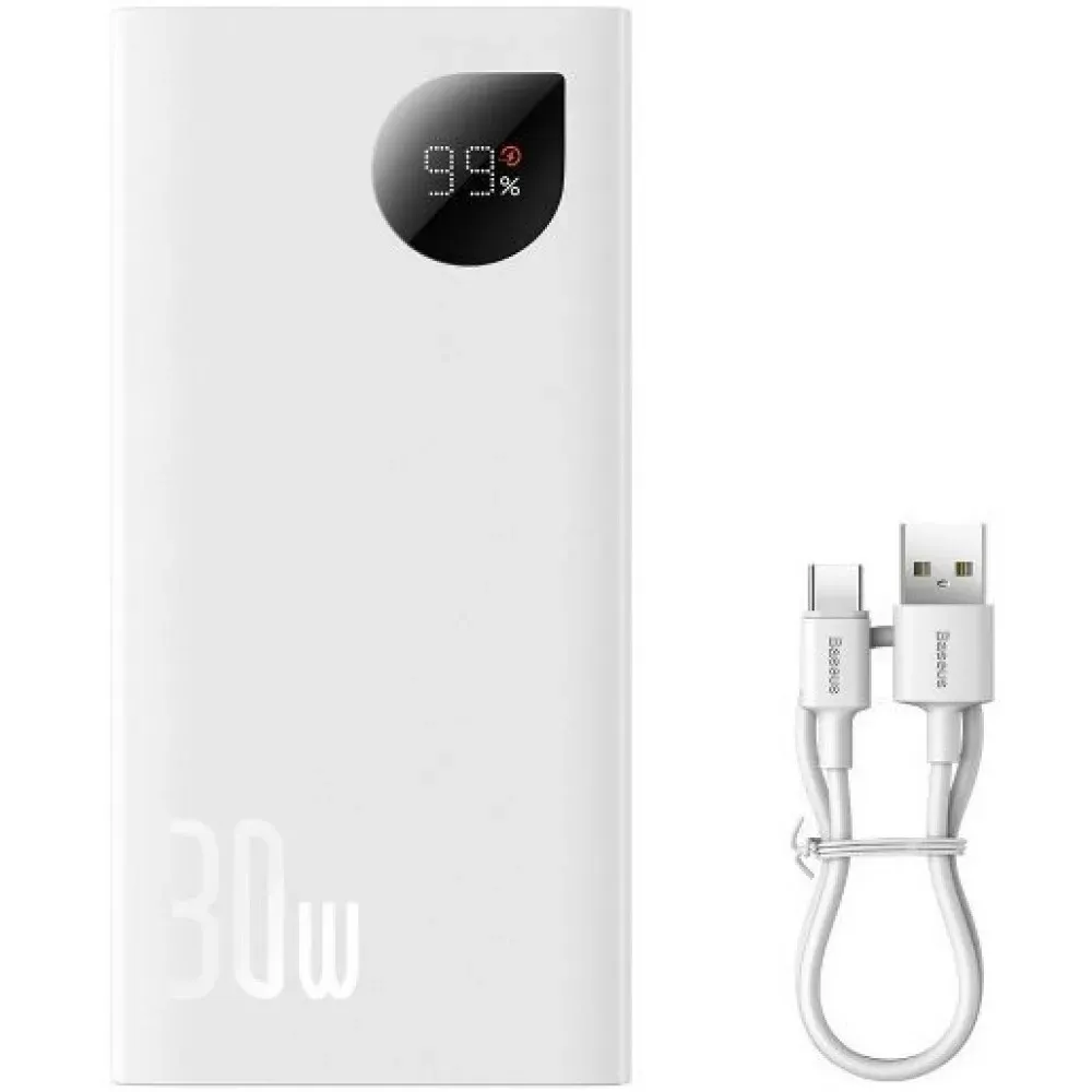Power Bank 10000 mAh 30W Digital Display Baseus (PPAD040) — PPAD040002 White — Baseus