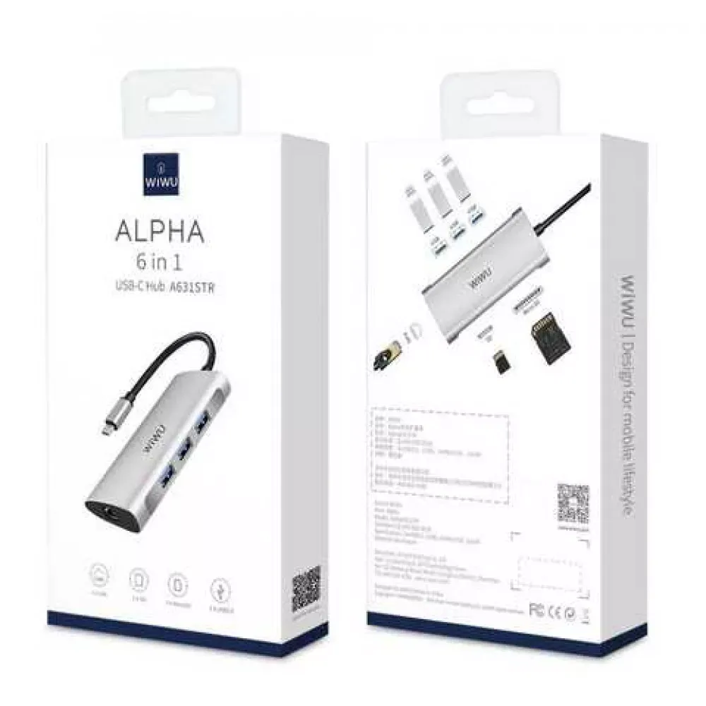 HUB USB C 4 in 1 WiWU Alpha A440 Pro — Gray — фото 3