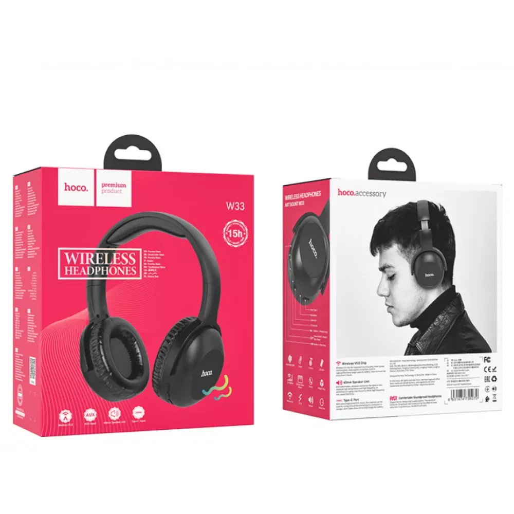Навушники Bluetooth Hoco W33 Art sount __ — Black — фото 4