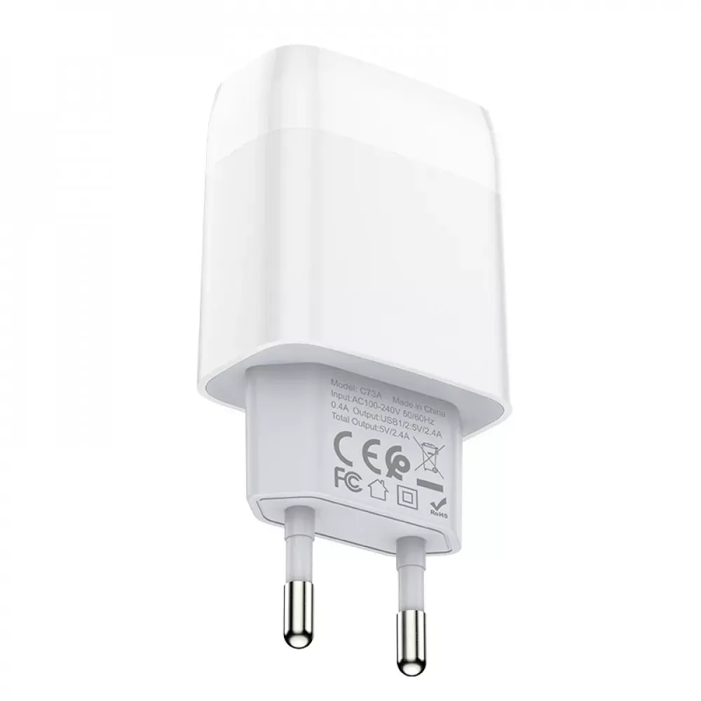 Home Charger 2.4A 2U USB C Cable Hoco C73A — White — фото 6
