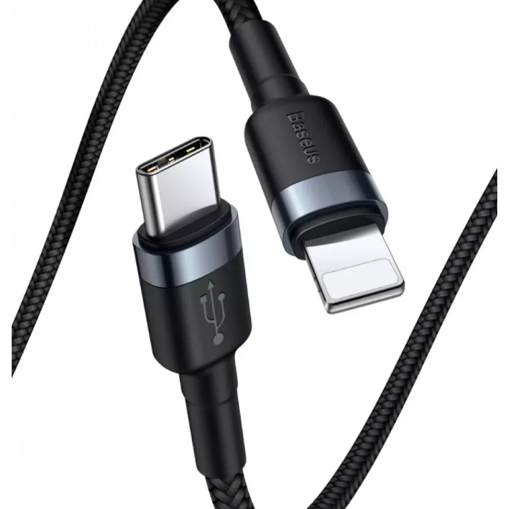 Кабель USB C to Lightning 20W PD Baseus Cafule Series — CATLKLF-G1 Gray & Black — фото 3