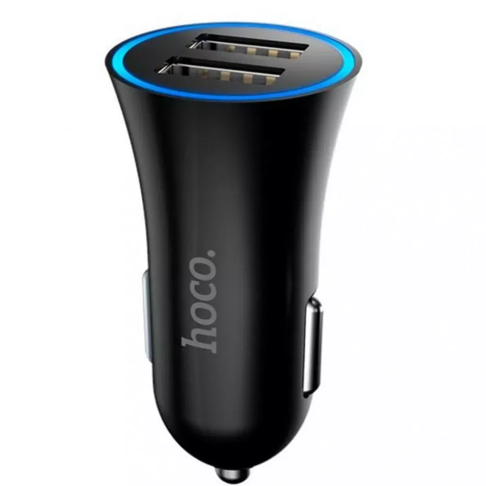 Car Charger | 12W | 2 USB — Hoco UC204 — Black