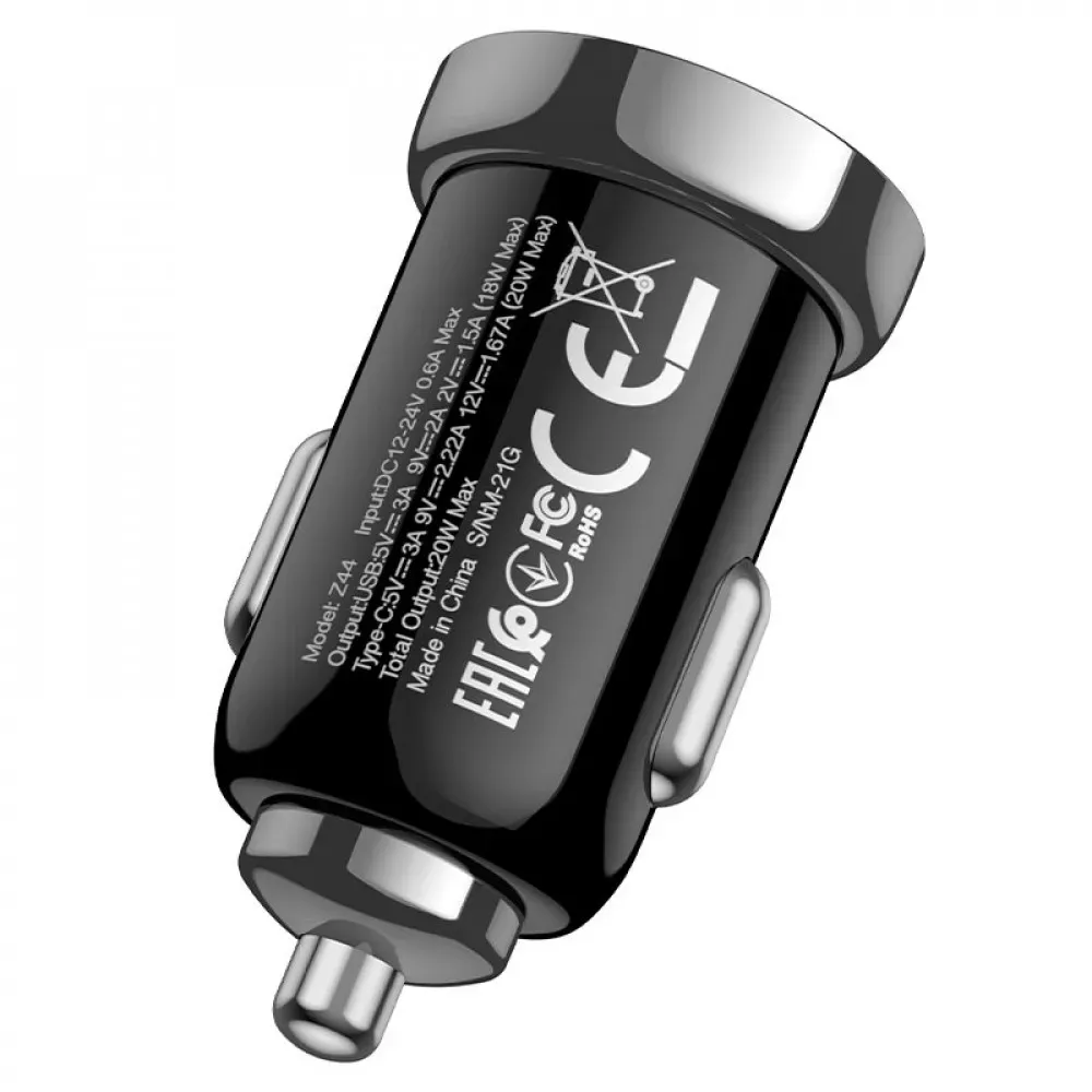 Car Charger | 20W | PD | USB QC3.0 | USB - C | — Hoco Z44 — Black — фото 5
