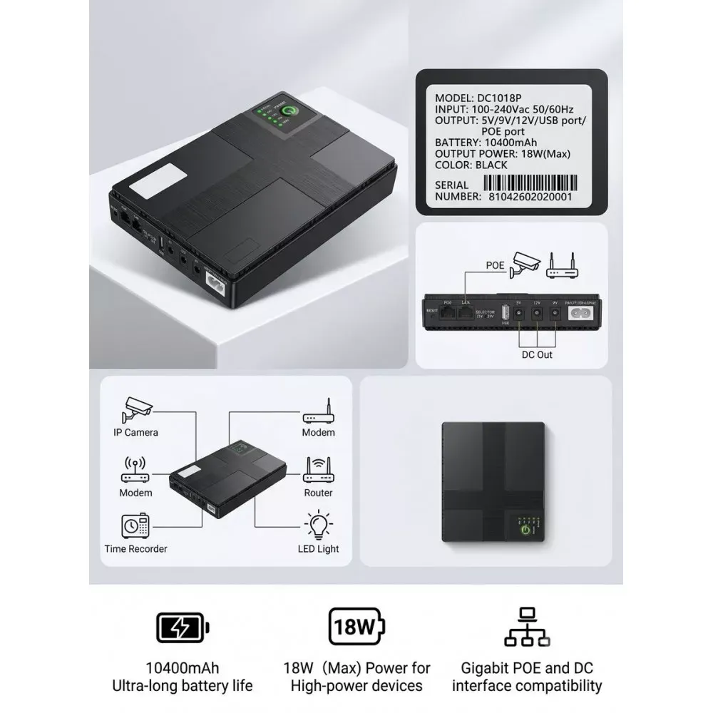 UPS для роутера, модема DC UPS 10400mAh Источник бесперебойного питания — фото 4