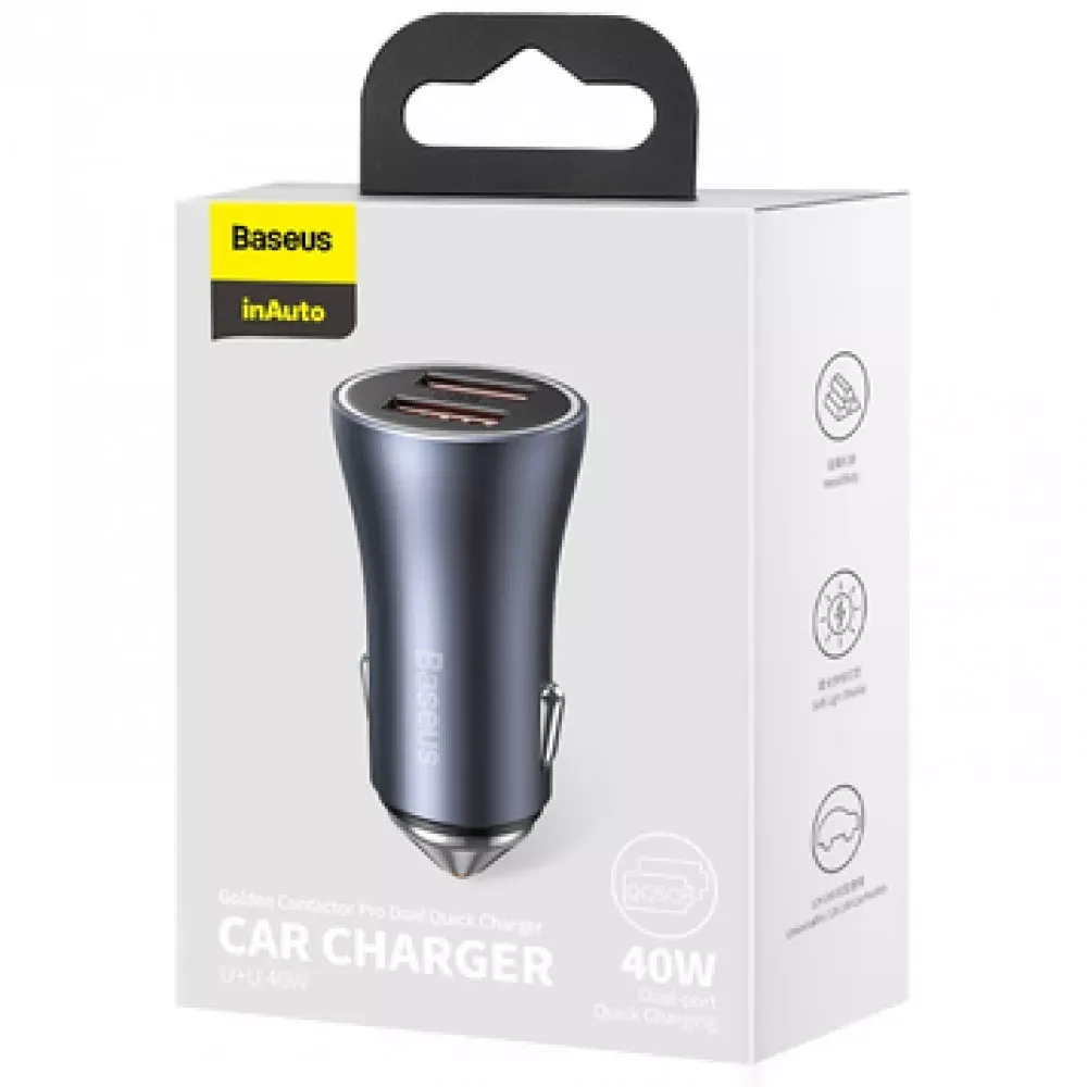 Car Charger | 40W | 2 USB — Baseus — CCJD-A0G Dark Gray — фото 3