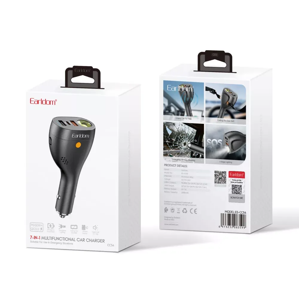 Car Charger 30W 2U 1C Earldom ES-CC54 — фото 3