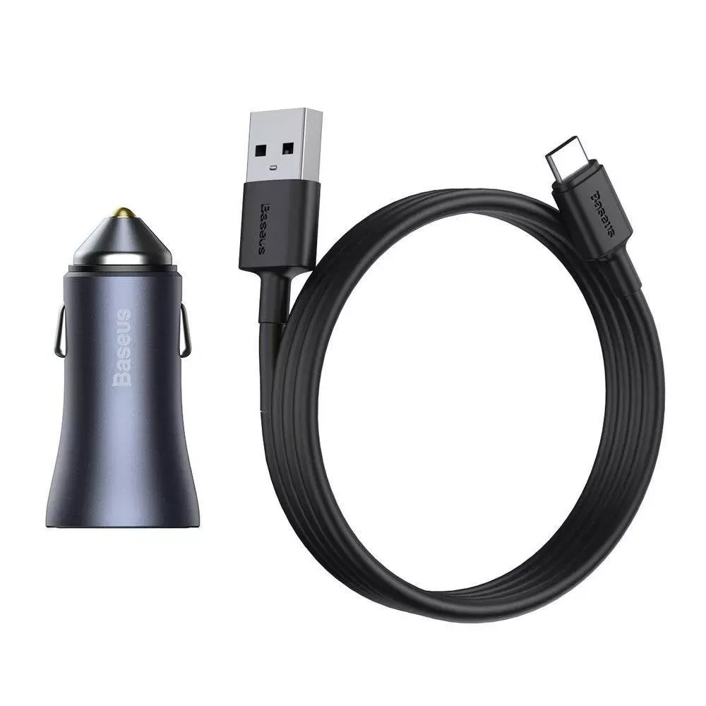 Car Charger 40W 1U 1C USB C Cable (1m) Baseus (TZCCJD-0G) Golden Contactor Pro Quick Charger Dark Gray — TZCCJD-0G Dark Gray — Baseus
