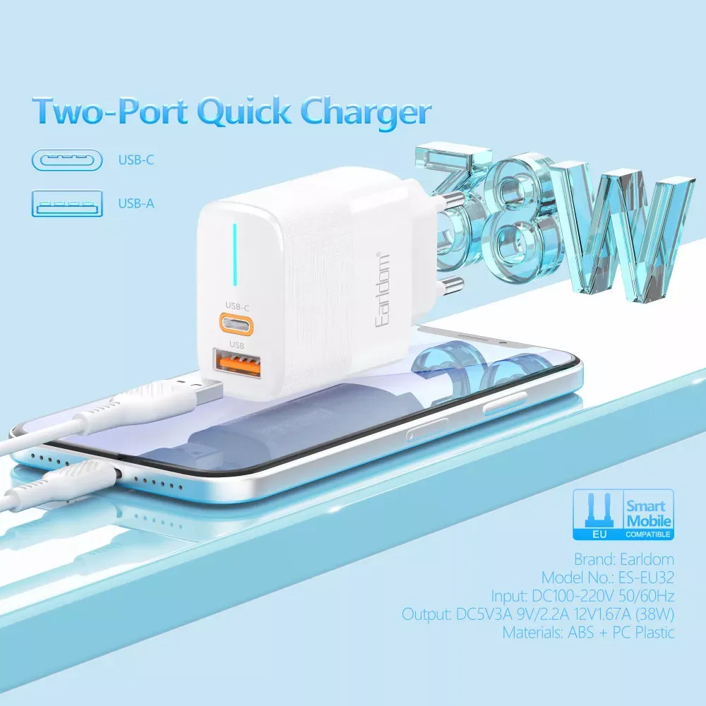 Home Charger | 20W | PD | 1U — Earldom ES-EU32C — фото 4