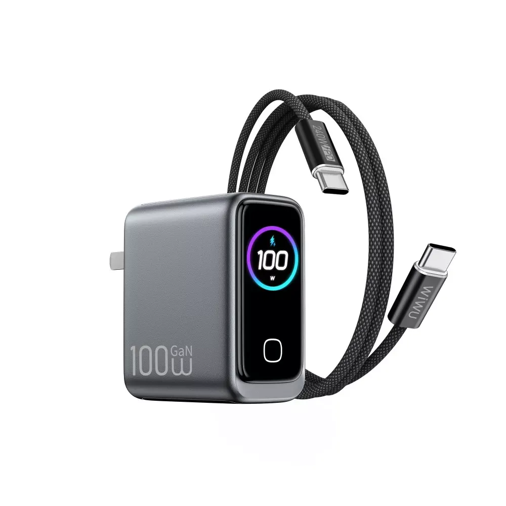 Home Charger | 100W | GaN | 1U | 2C | C to C Cable (1m)— Wiwu CHG300 — Wiwu