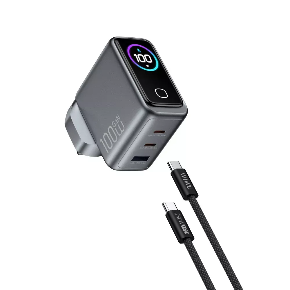 Home Charger | 100W | GaN | 1U | 2C | C to C Cable — Wiwu CHG300 — фото 4