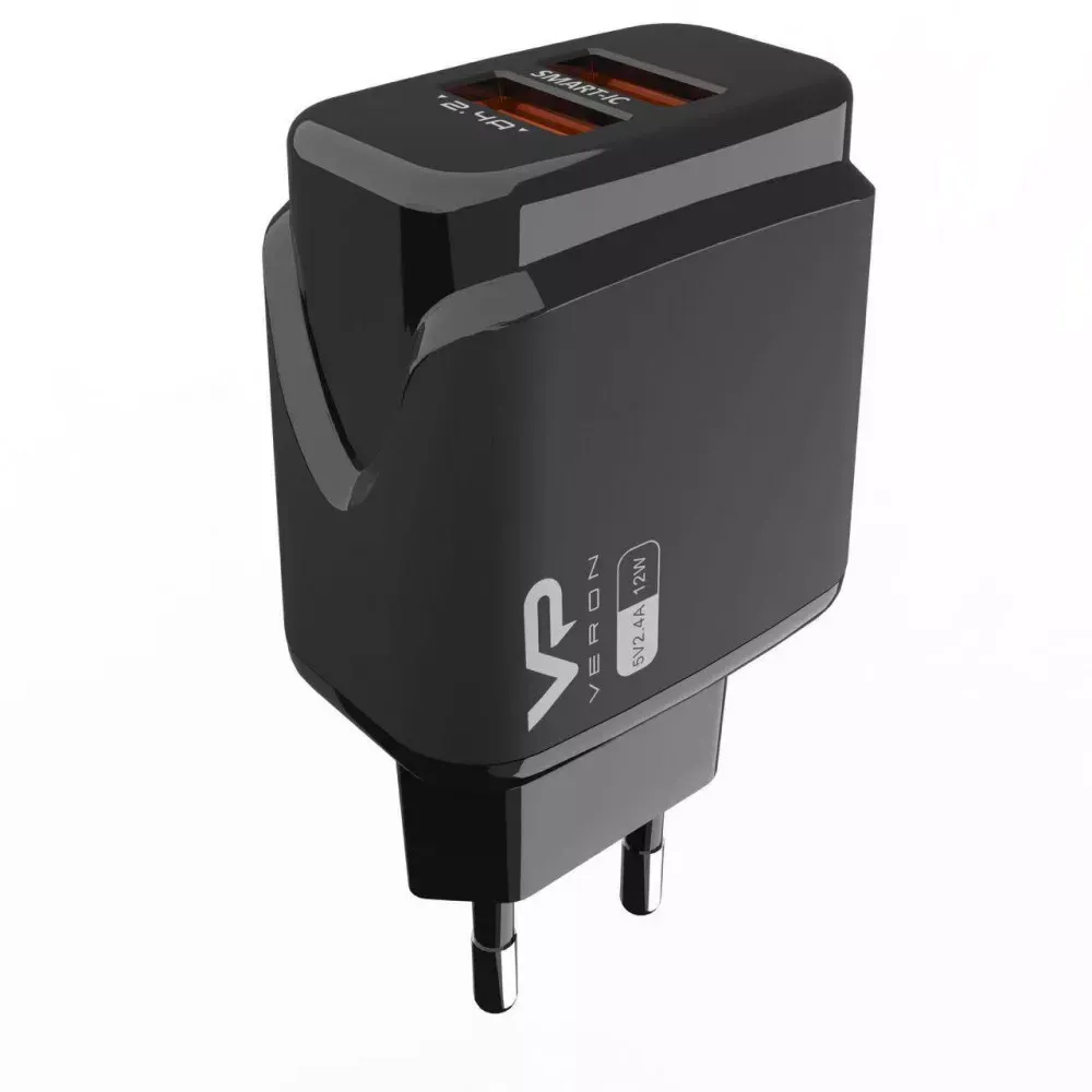 Home Charger 2.4A 2U USB C Cable Veron VR-C12C — Black — фото 5
