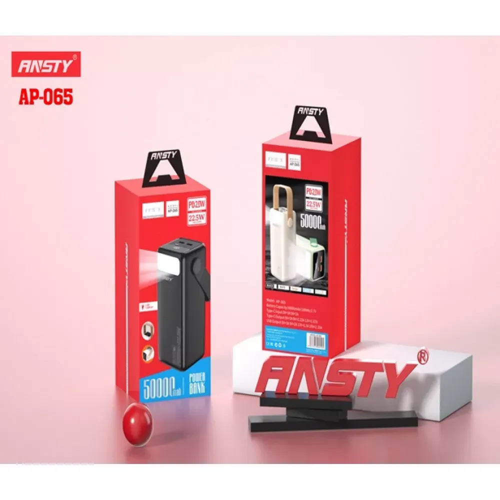 Power Bank 50000 mAh | 22.5W+PD20W — Ansty AP-065 — Black — Ansty