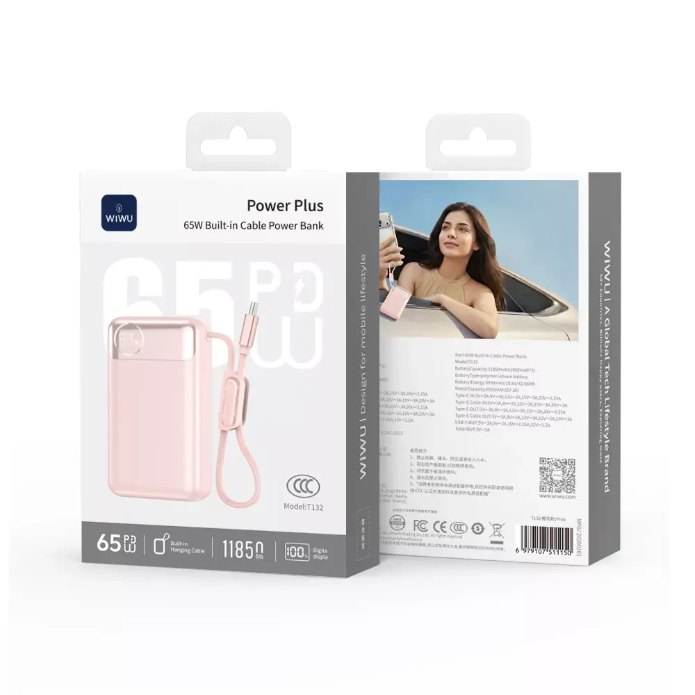 Power Bank 12000 mAh | 65W — WiWU T132 — White — фото 3