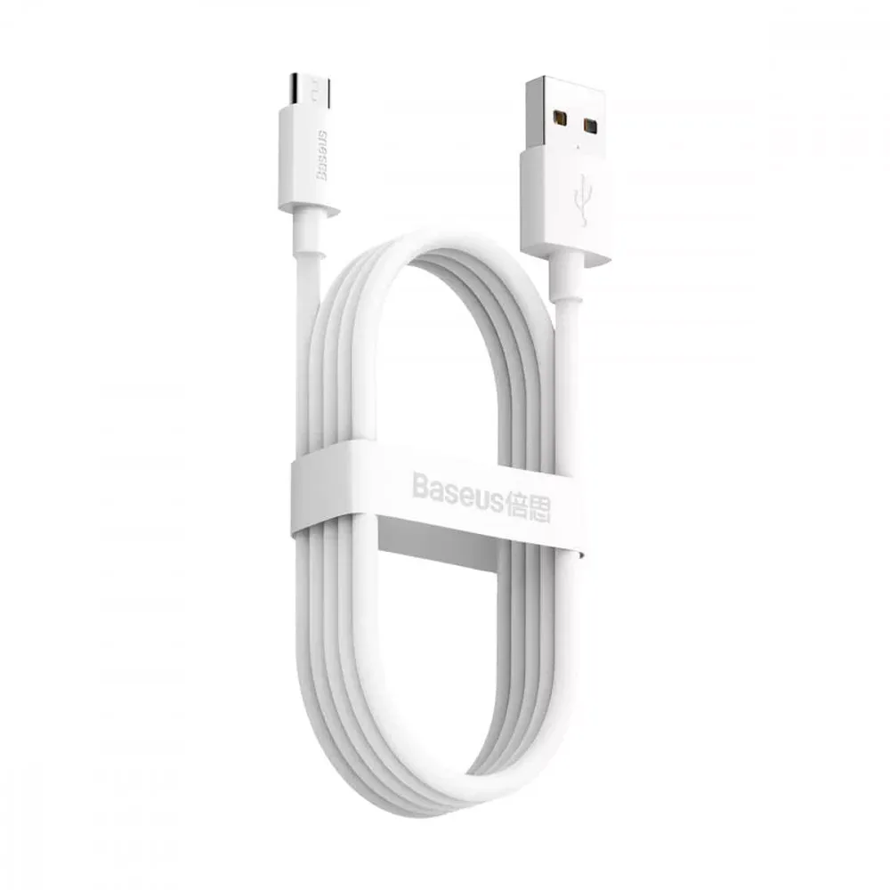 Кабель Micro 2.1A Baseus Simple Wisdom (2PCS/Set） — TZCAMZJ-02 White — фото 4