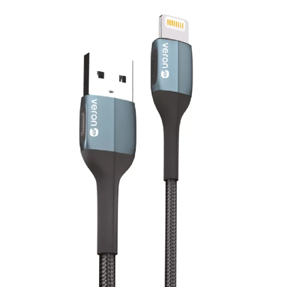 Кабель Lightning 2.4A (1m) Veron NL09 Nylon — Black — VERON