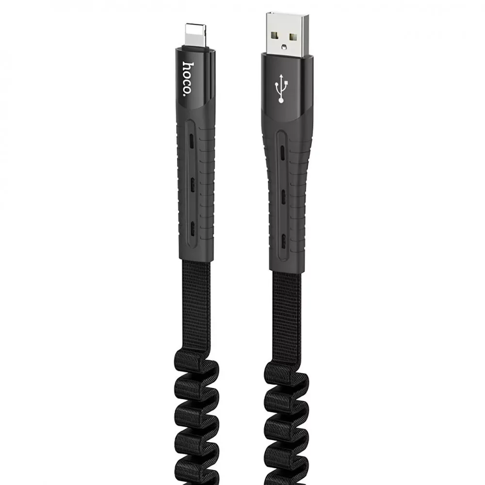 Кабель Lightning 2A (1.2m) Hoco U78 Elastic Black — Black — Hoco