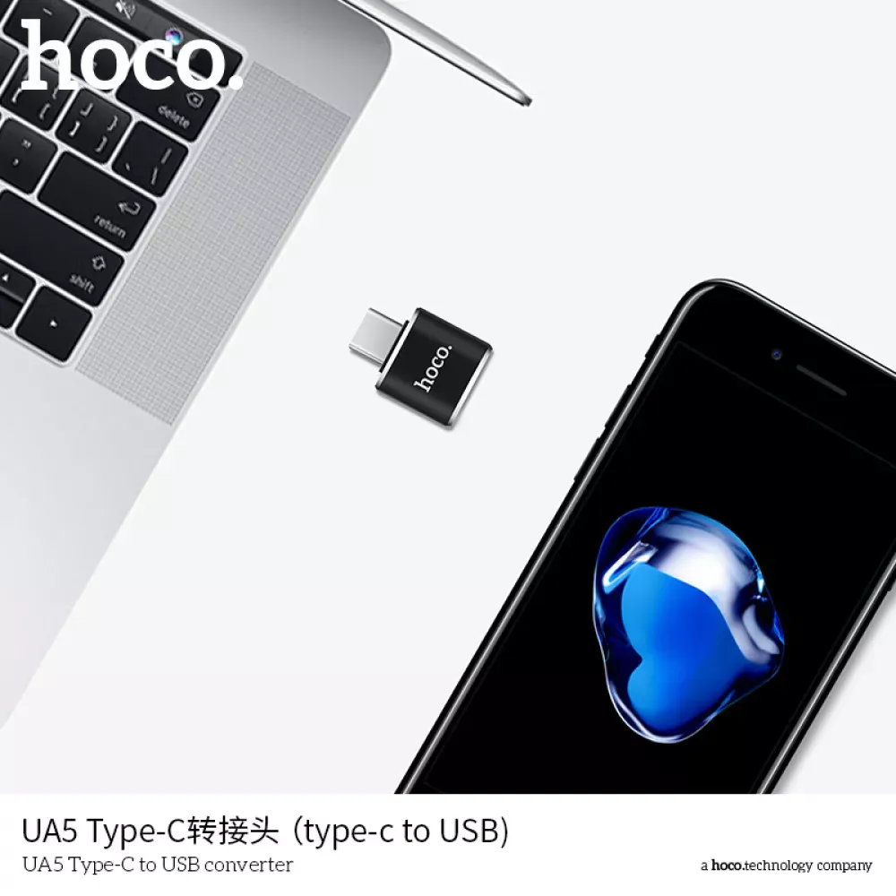 Adapter OTG USB C To USB Hoco UA5 Black — фото 5