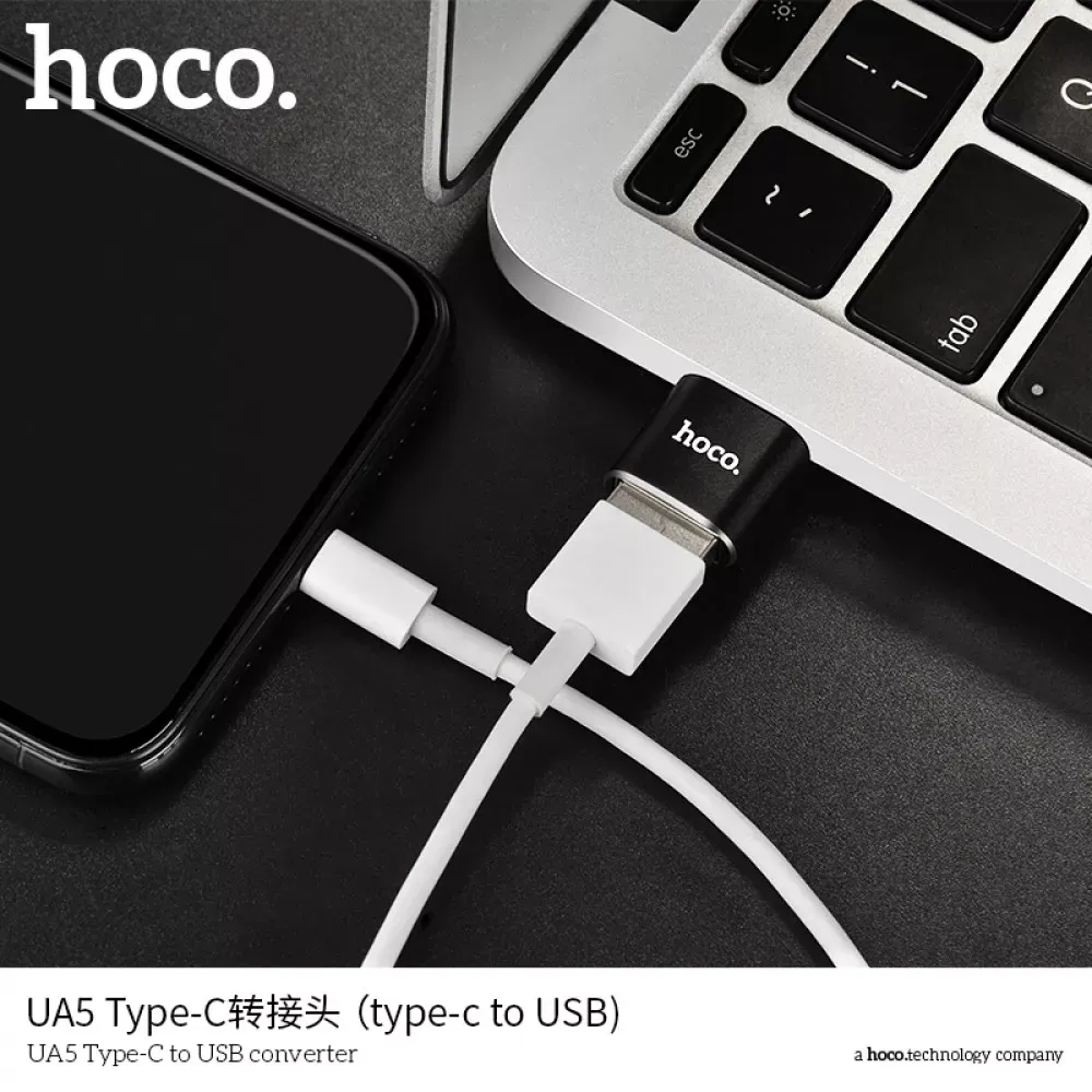 Adapter OTG USB C To USB Hoco UA5 Black — фото 6