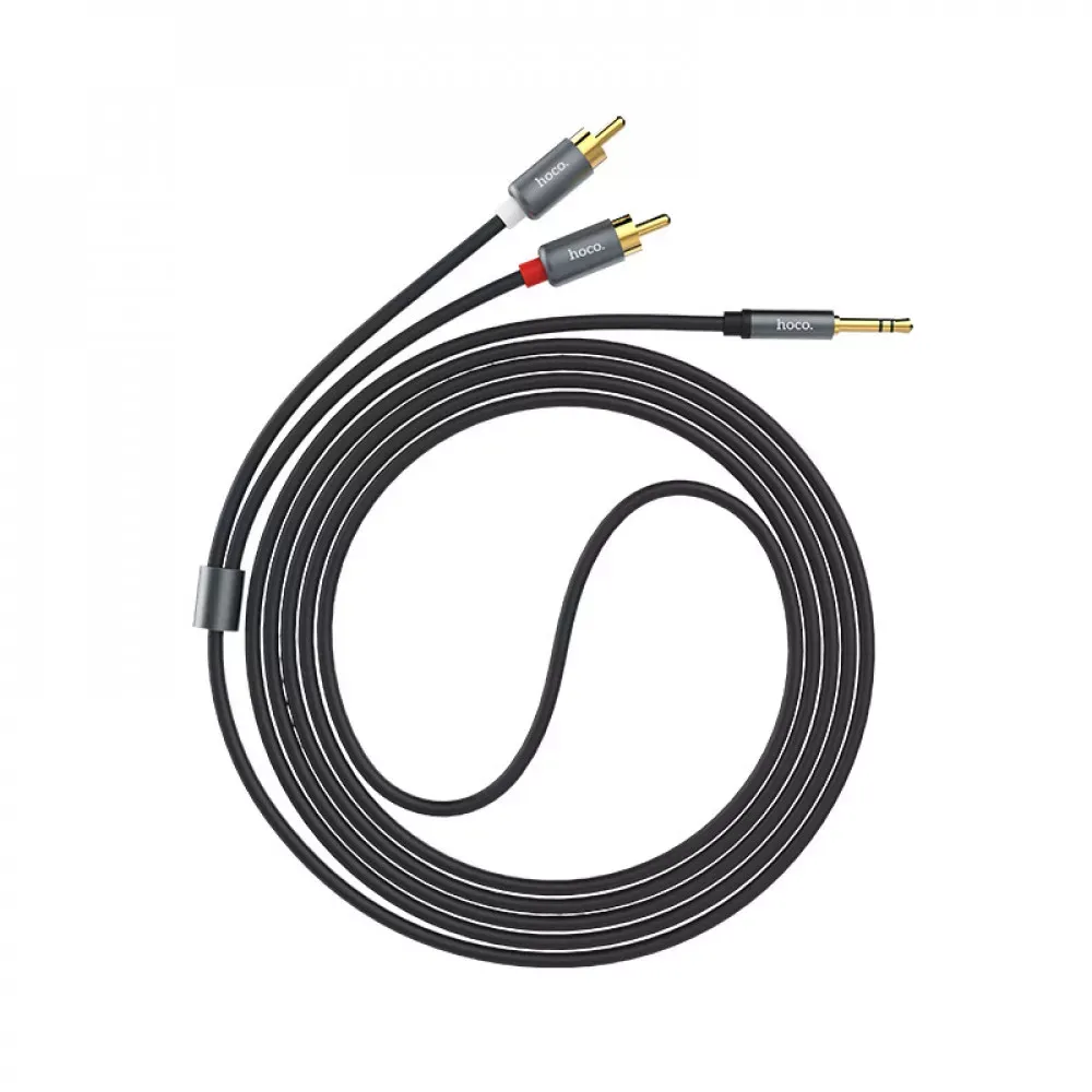 Cable Dual RCA To 3.5mm Hoco UPA10 Lotus Metal Gray