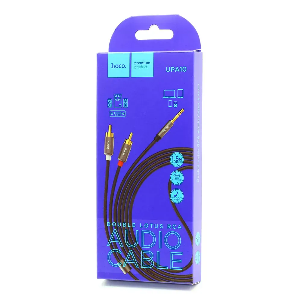 Cable Dual RCA To 3.5mm Hoco UPA10 Lotus Metal Gray — фото 3