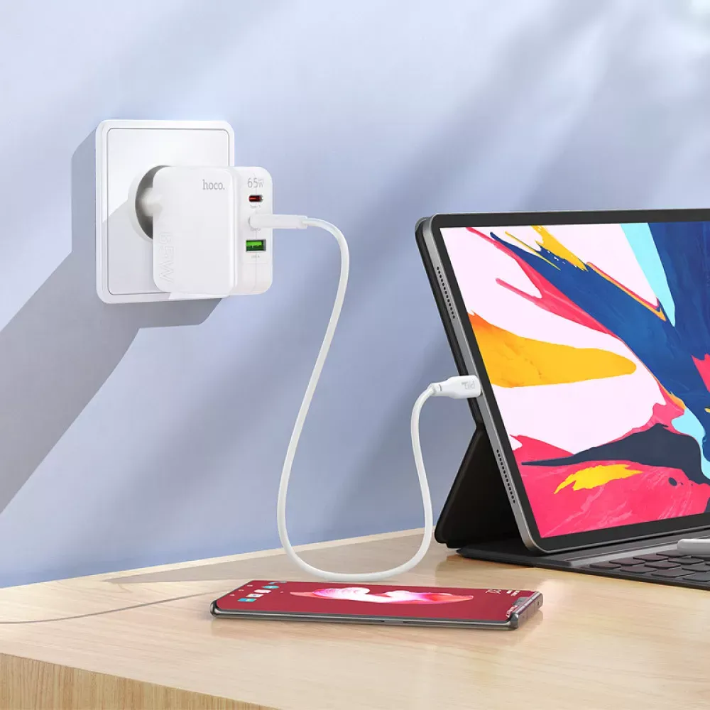 Home Charger 65W GaN 2PD QC 3.0 Hoco C115A — White — фото 5