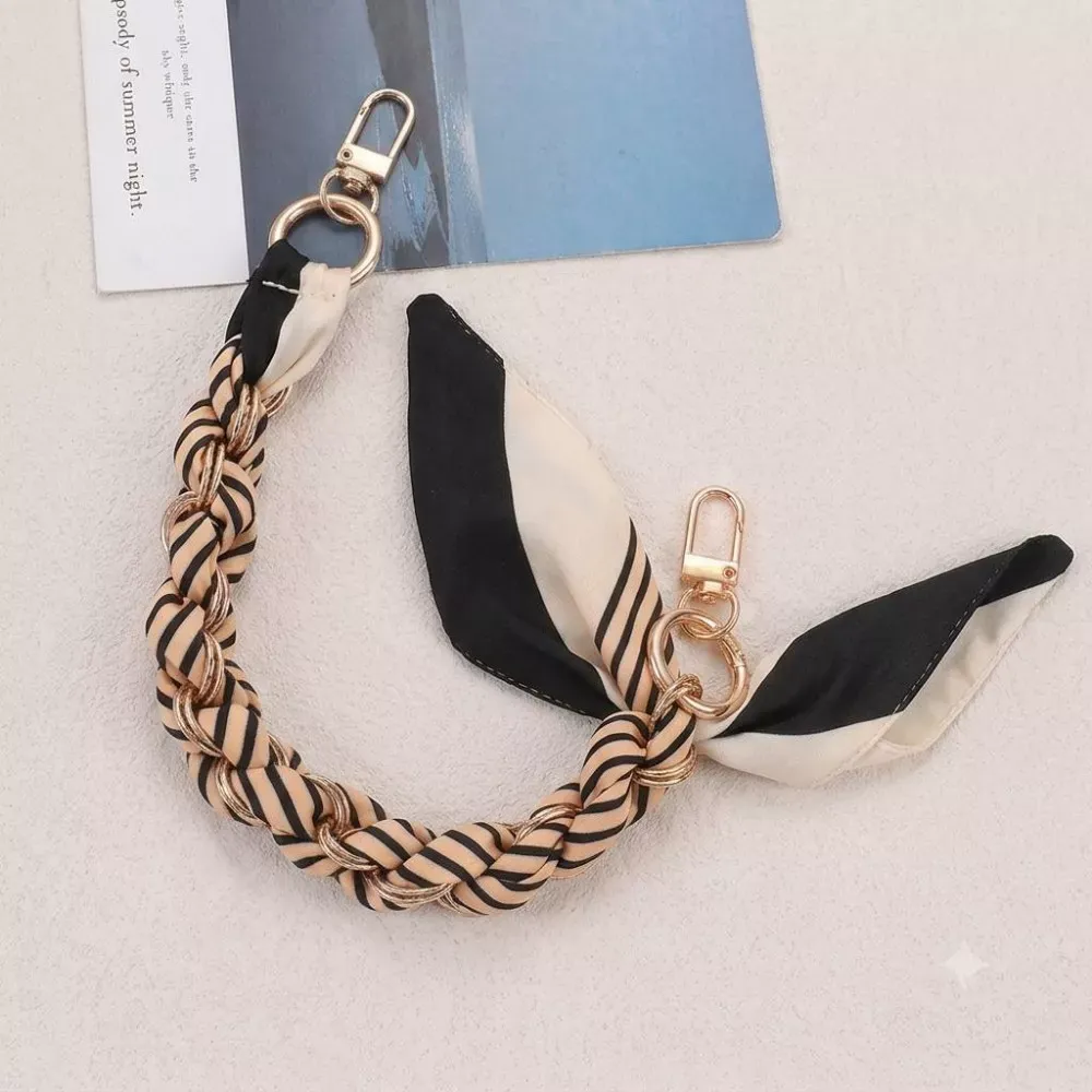 Шнурок на руку Silk Scarf — Black & Beige