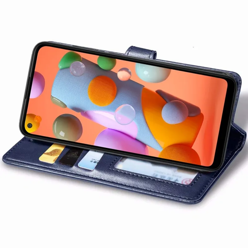 Шкіряний чохол-книжка GETMAN Gallant для Samsung Galaxy A11 Синій — фото 4