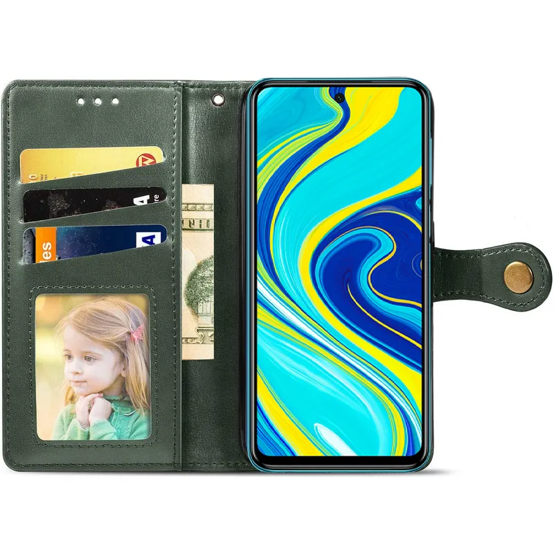 Шкіряний чохол-книжка GETMAN Gallant для Xiaomi Redmi Note 9s / Note 9 Pro / Note 9 Pro Max Зелений — фото 2
