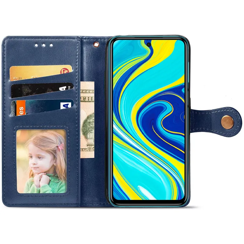 Шкіряний чохол-книжка GETMAN Gallant для Xiaomi Redmi Note 9s / Note 9 Pro / Note 9 Pro Max Синій — фото 2