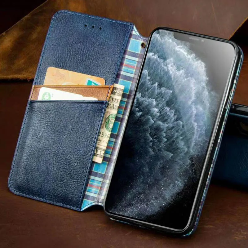 Шкіряний чохол-книжка GETMAN Cubic для Xiaomi Redmi Note 9 / Redmi 10X Синій — фото 2