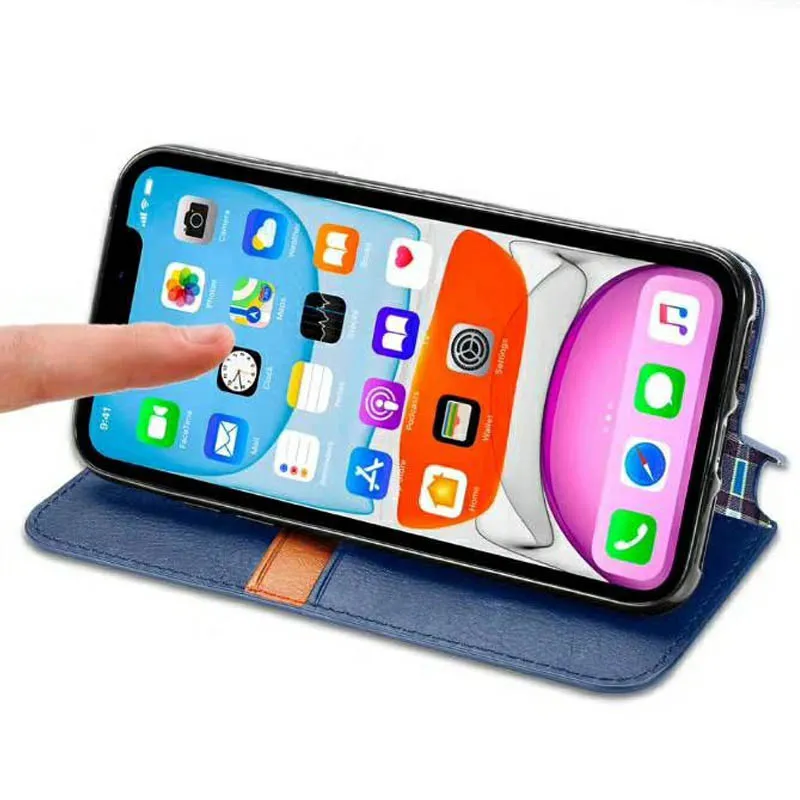 Шкіряний чохол-книжка GETMAN Cubic для Xiaomi Redmi Note 9 / Redmi 10X Синій — фото 4
