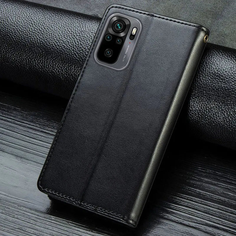 Шкіряний чохол-книжка GETMAN Gallant для Xiaomi Redmi Note 10 / Note 10s Чорний — фото 5