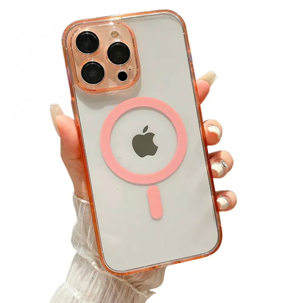 Clear Magnetic TPU+PC Case iPhone 13 Pro — Pink