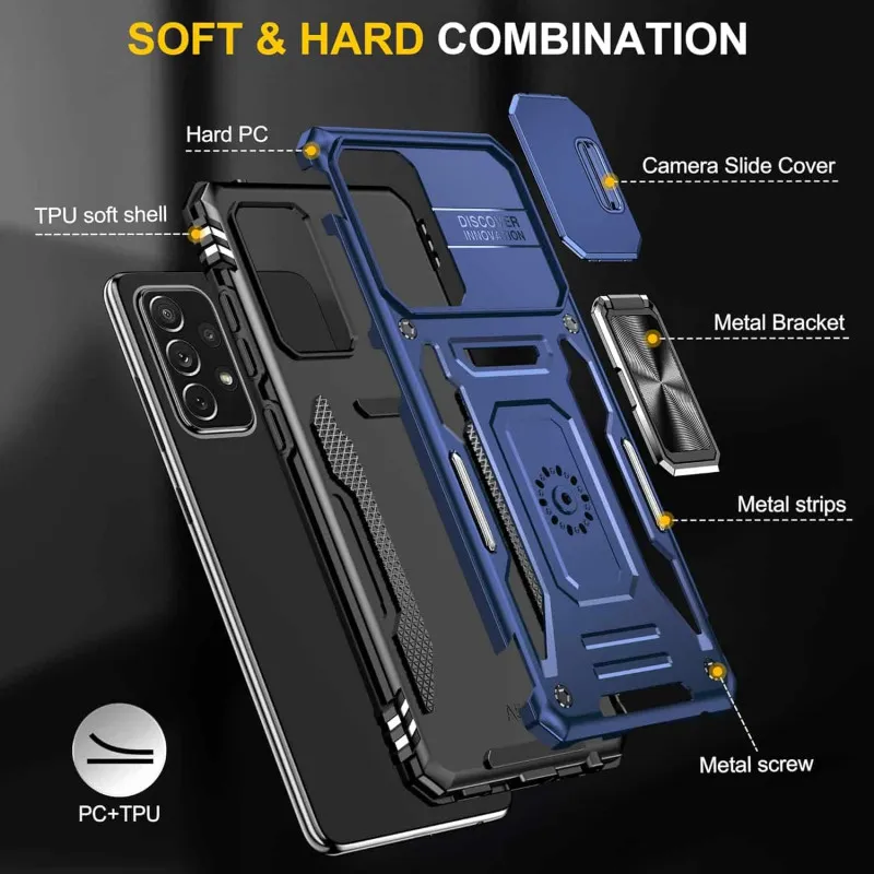 Ударостійкий чохол Camshield Army Ring для Samsung Galaxy A53 5G Синій / Navy — фото 4
