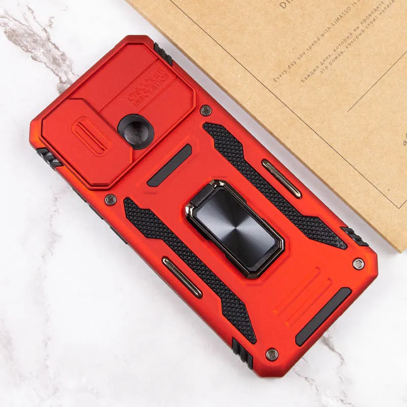 Ударостійкий чохол Camshield Army Ring для Xiaomi Redmi 10C Червоний / Red — фото 6
