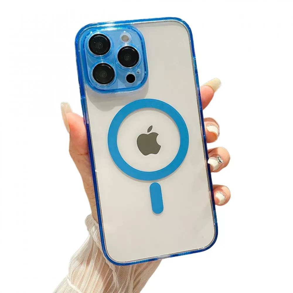 Clear Magnetic TPU+PC Case iPhone 15 Pro Max — Blue — Различные Apple iPhone 15 Pro Max