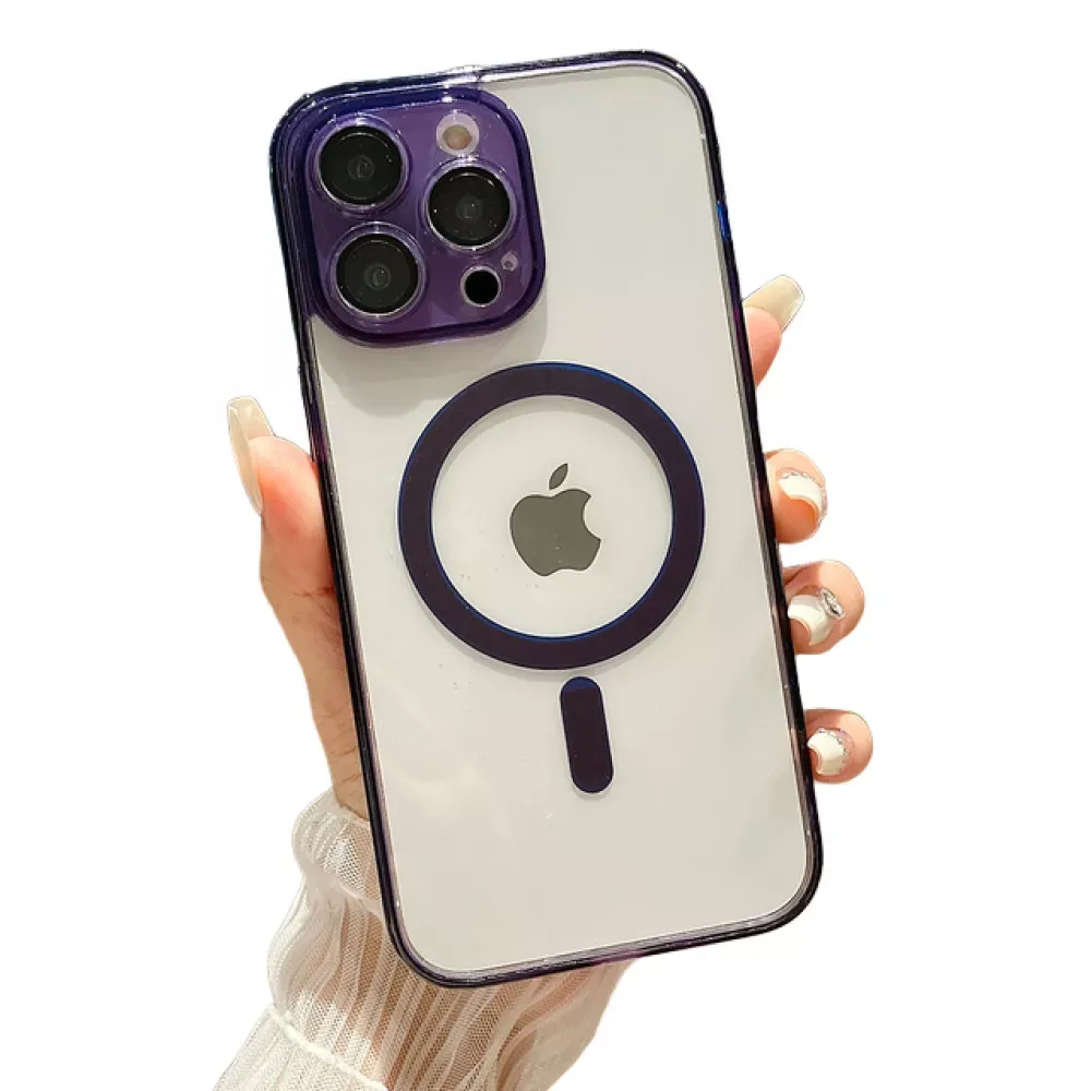 Clear Magnetic TPU+PC Case iPhone 15 — Deep Purple — Различные Apple iPhone 15