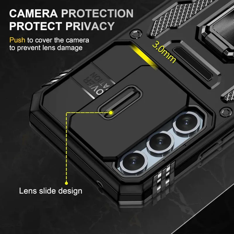 Ударостійкий чохол Camshield Army Ring для Samsung Galaxy A34 5G Чорний / Black — фото 4