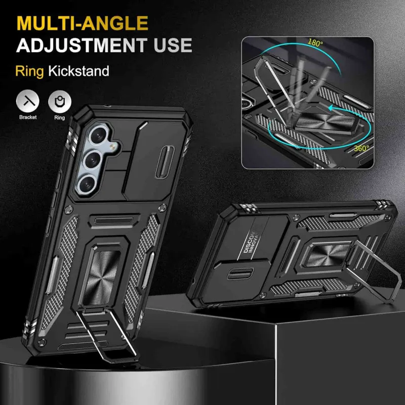 Ударостійкий чохол Camshield Army Ring для Samsung Galaxy A34 5G Чорний / Black — фото 5