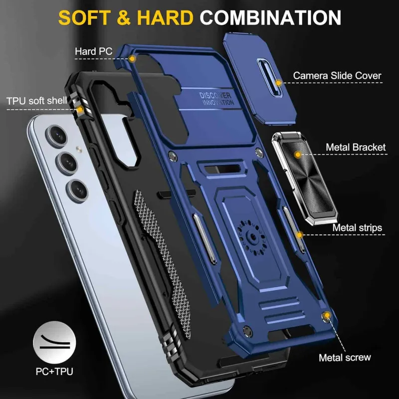 Ударостійкий чохол Camshield Army Ring для Samsung Galaxy A54 5G Синій / Navy — фото 4
