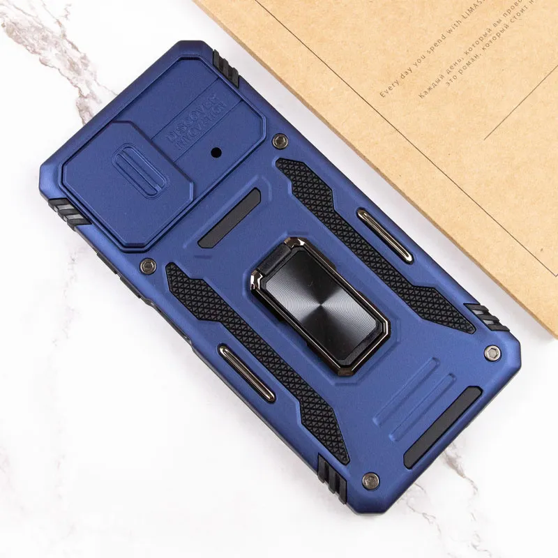 Ударостійкий чохол Camshield Army Ring для Xiaomi Poco F5 / Note 12 Turbo Синій / Navy — фото 6
