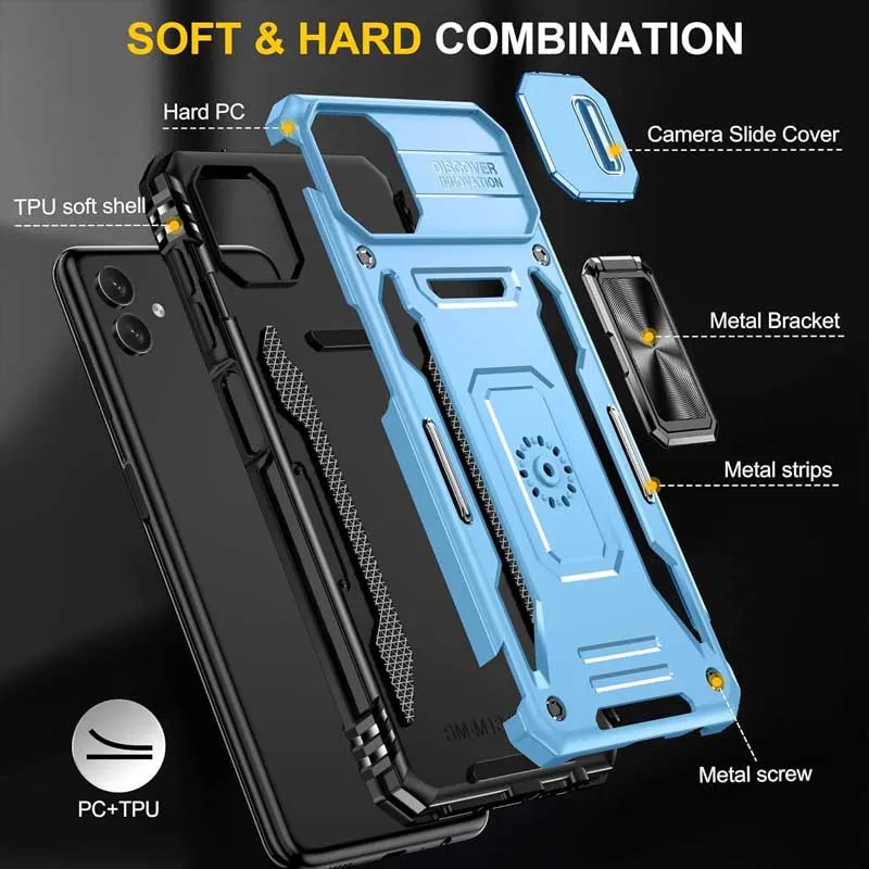 Ударостійкий чохол Camshield Army Ring для Samsung Galaxy A05 Блакитний / Light Blue — фото 3