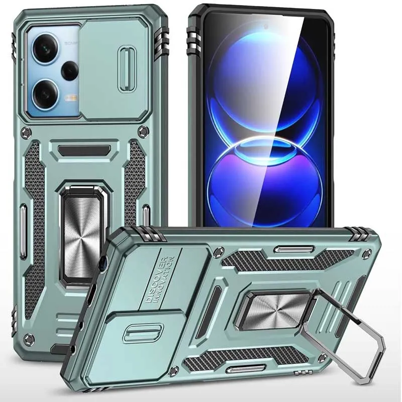Ударостійкий чохол Camshield Army Ring для Xiaomi Redmi 12 / Poco M6 Pro 5G Зелений / Light Green
