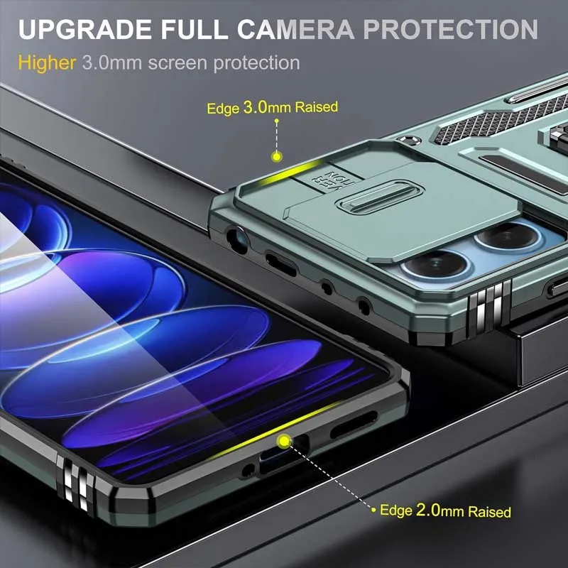 Ударостійкий чохол Camshield Army Ring для Xiaomi Redmi 12 / Poco M6 Pro 5G Зелений / Light Green — фото 3