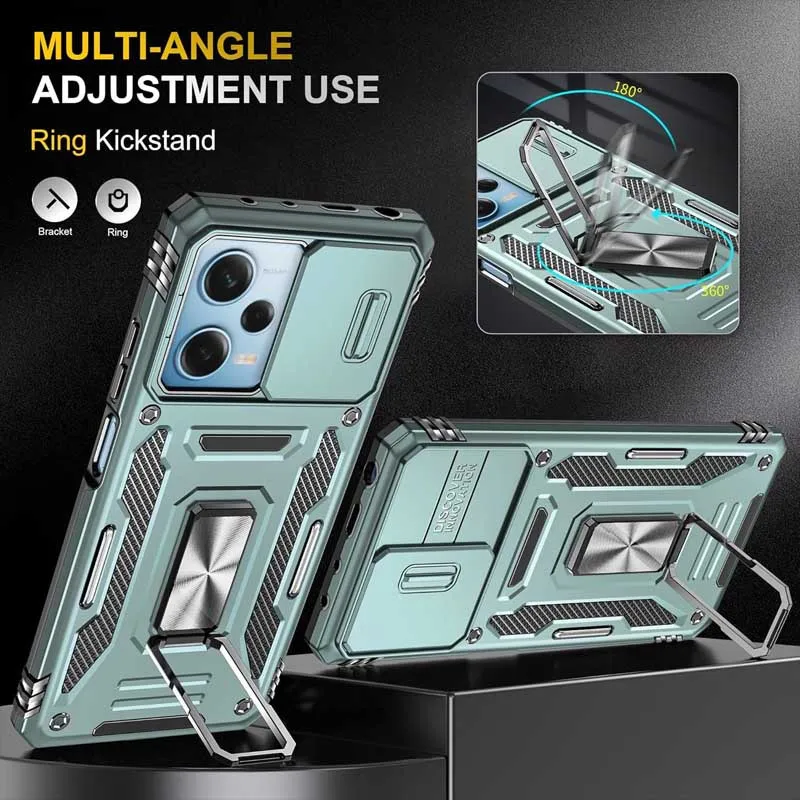 Ударостійкий чохол Camshield Army Ring для Xiaomi Redmi 12 / Poco M6 Pro 5G Зелений / Light Green — фото 4