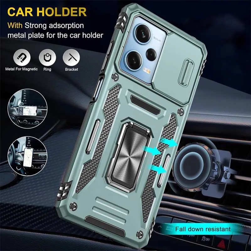 Ударостійкий чохол Camshield Army Ring для Xiaomi Redmi 12 / Poco M6 Pro 5G Зелений / Light Green — фото 5
