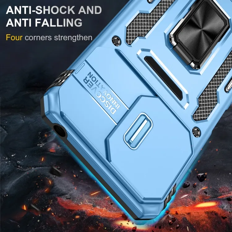 Ударостійкий чохол Camshield Army Ring для Xiaomi Redmi 13C / Poco C65 Блакитний / Light Blue — фото 2